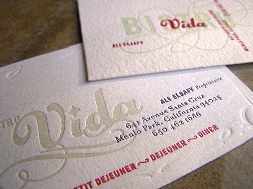 Letterpress Business Card Design For a Restaurant