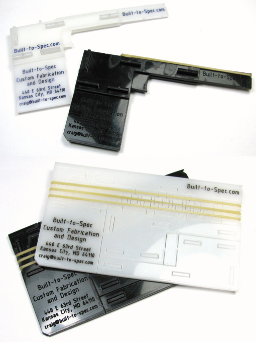 Rubber band gun business cards