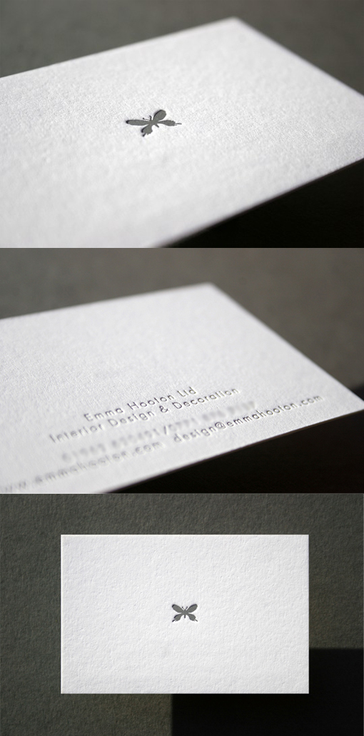 Minimal Design Letterpress Business Card For An Interior Designer