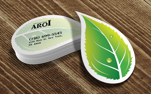 Leafy Die Cut Business Cards