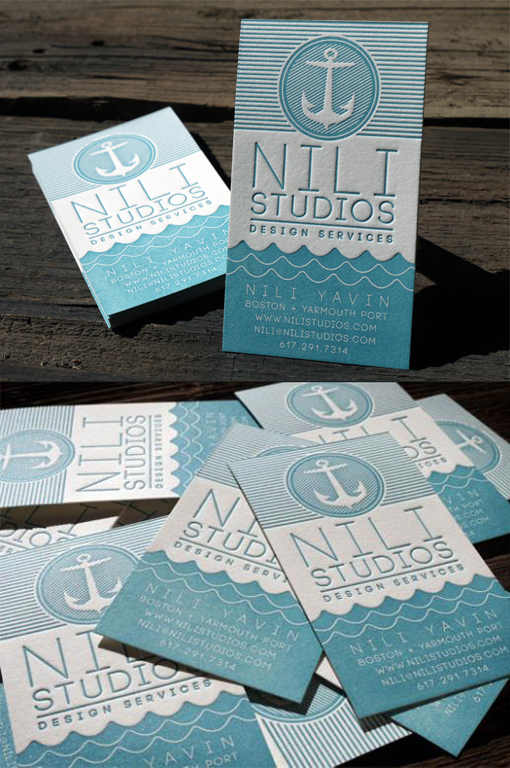 Nautical Themed Letterpress Business Card