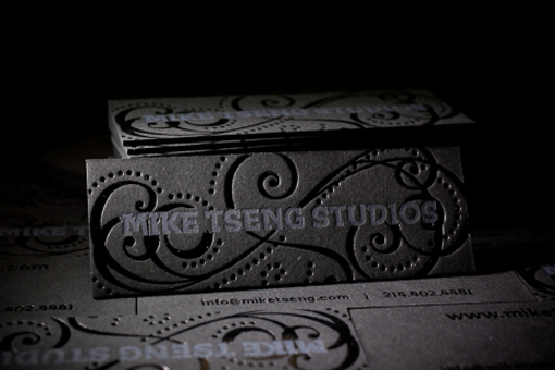 Black On Black Letterpress Business Card Design