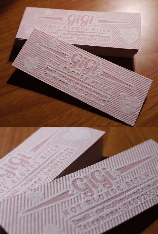 Bubblegum Pink Letterpress Business Card Design