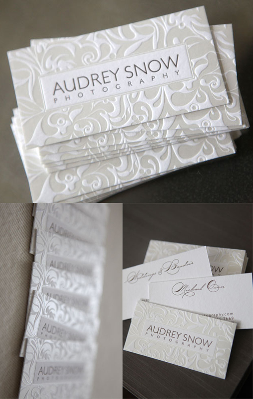 Luxurious Embossed Letterpress Business Card For A Photographer