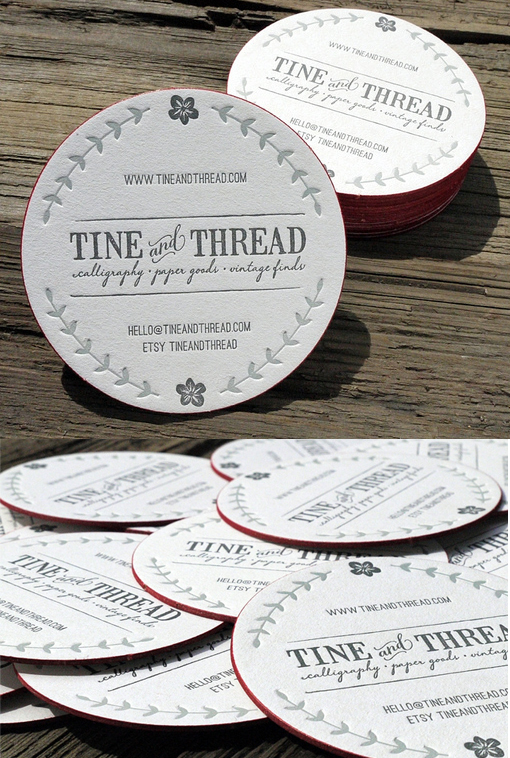 Round Letterpress Edge Painted Business Card