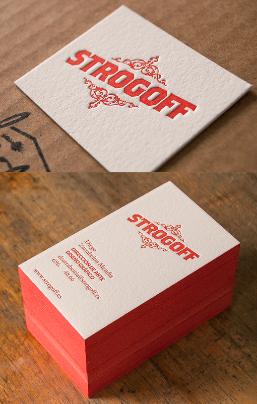 Textured Red Edge Painted Letterpress Business Card