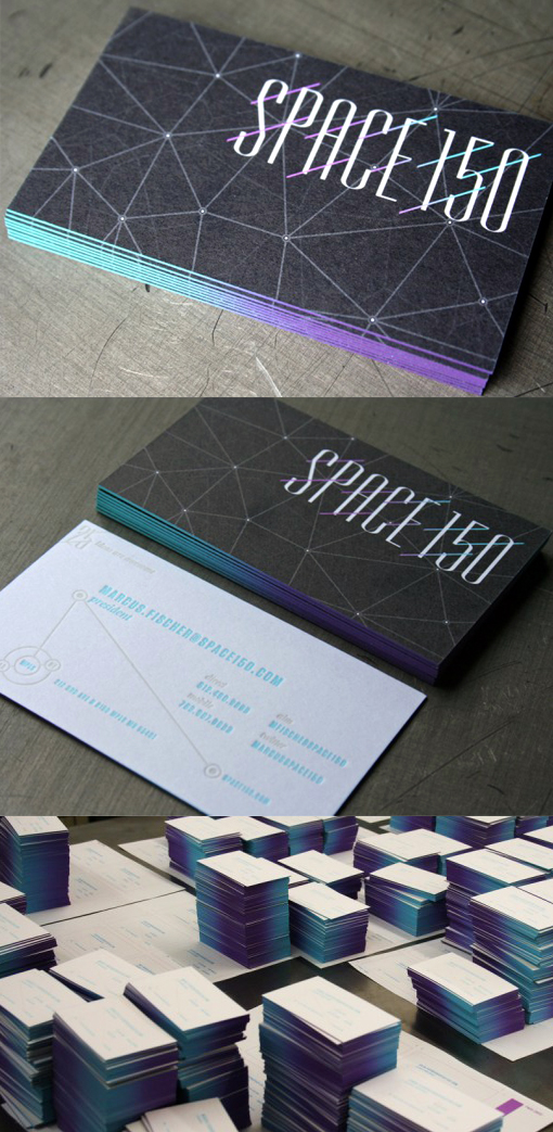 Clever Gradient Edge Painted Letterpress Business Cards