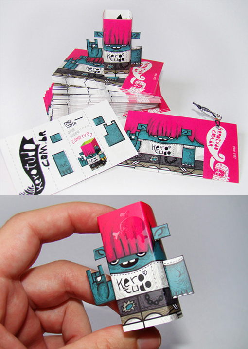 Cool Street Art Style Business Card Which Becomes A 3D Papercraft Toy