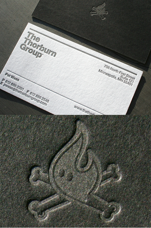 Slick Black And White Letterpress Business Card