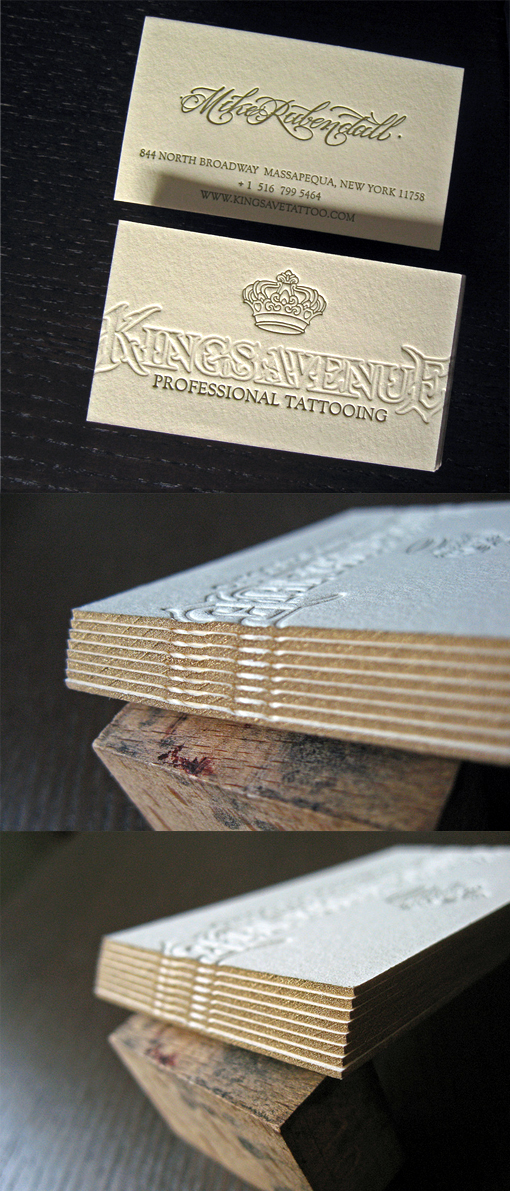 Classic Typography Gold Edge Painted Business Card Design