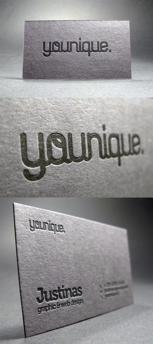 Creative Typography Black On Black Letterpress Business Card