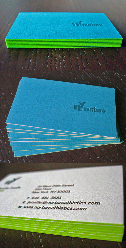 Neon Edge Painted Minimal Design Letterpress Business Card