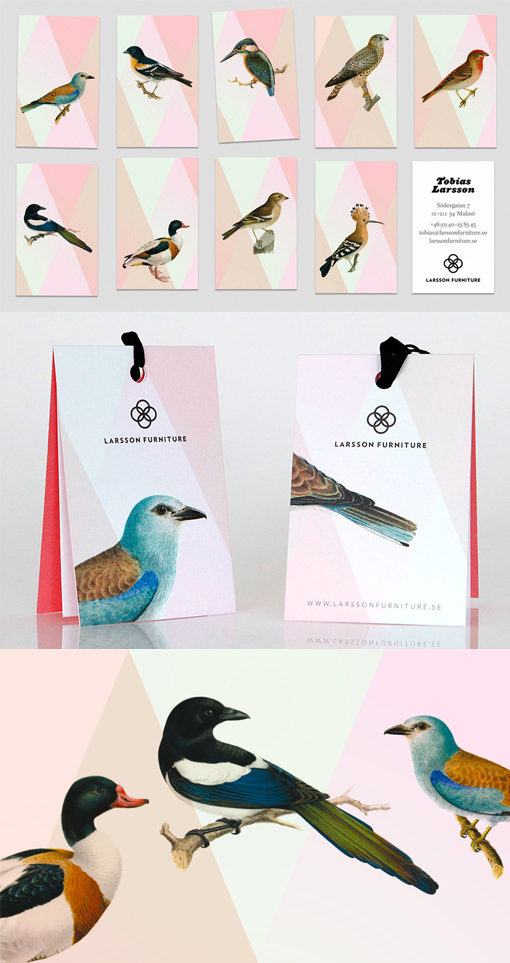 Antique Bird Prints With Modern Styling Business Cards For A Furniture Designer