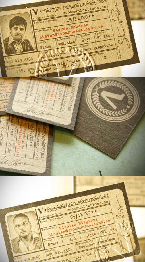 Cool Antique ID Card Letterpress Business Card Design