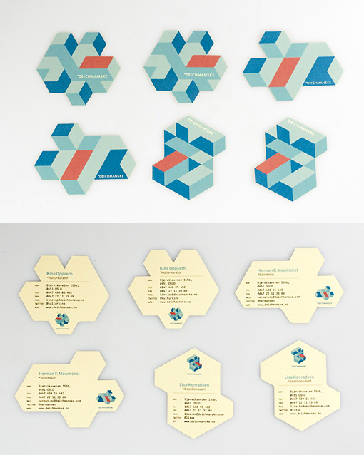 Interestingly Shaped Die Cut Optical Illusion Business Card Design
