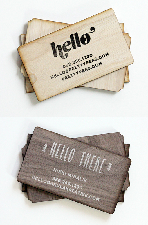 DIY Hand Stamped Wooden Business Card Design