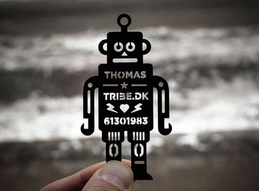 Awesome Laser Cut Robot Stencil Business Card Design