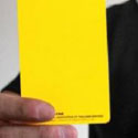 Humorous Red And Yellow Business Cards For A Football Referee