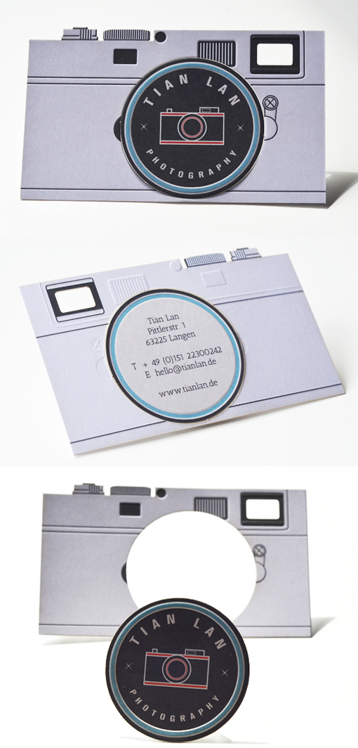 Versatile Camera Shaped Laser Cut Embossed Business Card For A Photographer