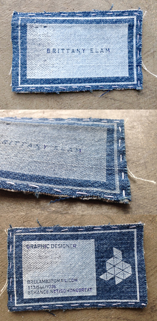 Creative DIY Screen Printed Jeans Business Card For A Graphic Designer