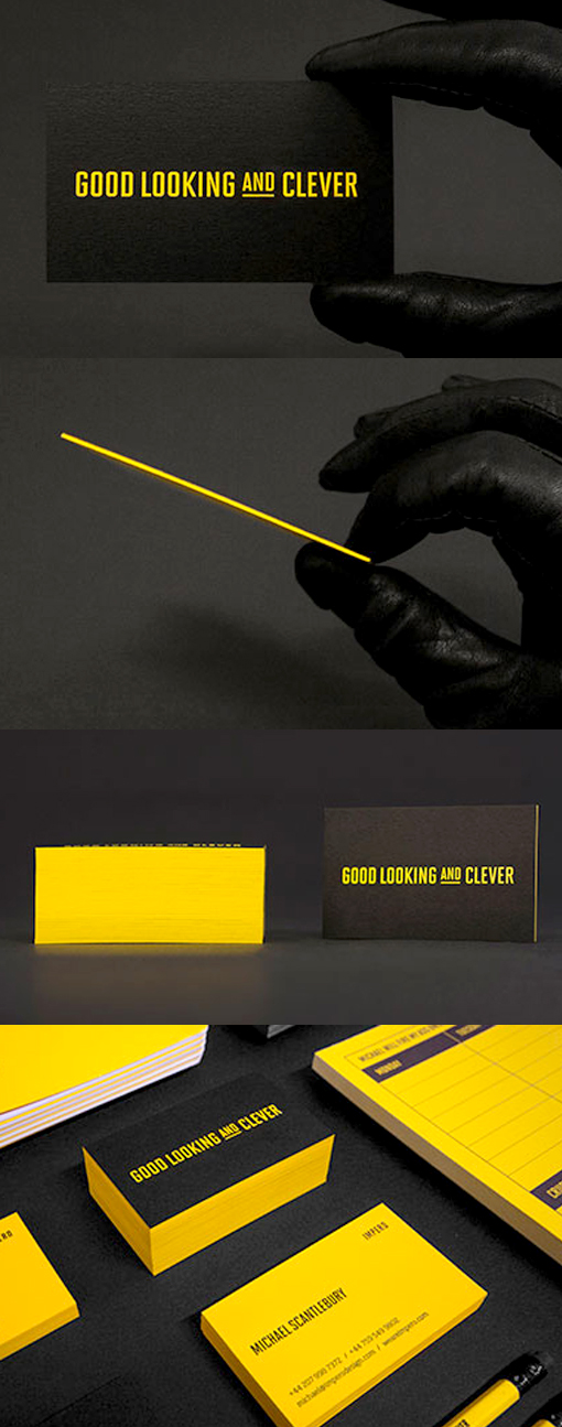 Eye Catching Black And Yellow Edge Painted Business Card