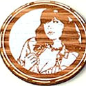 Laser Etched Illustration Style Circular Wooden Business Cards