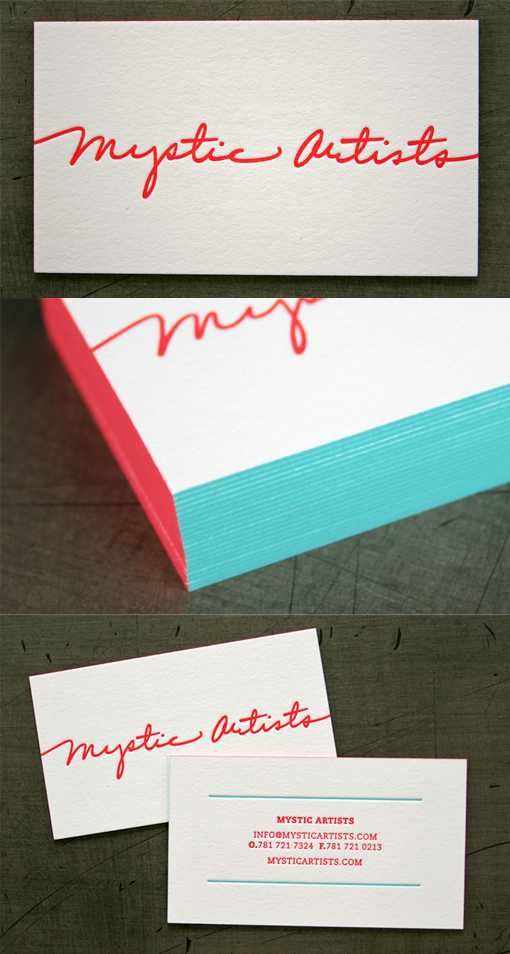 Beautiful Typography On A Two Toned Edge Painted Letterpress Business Card