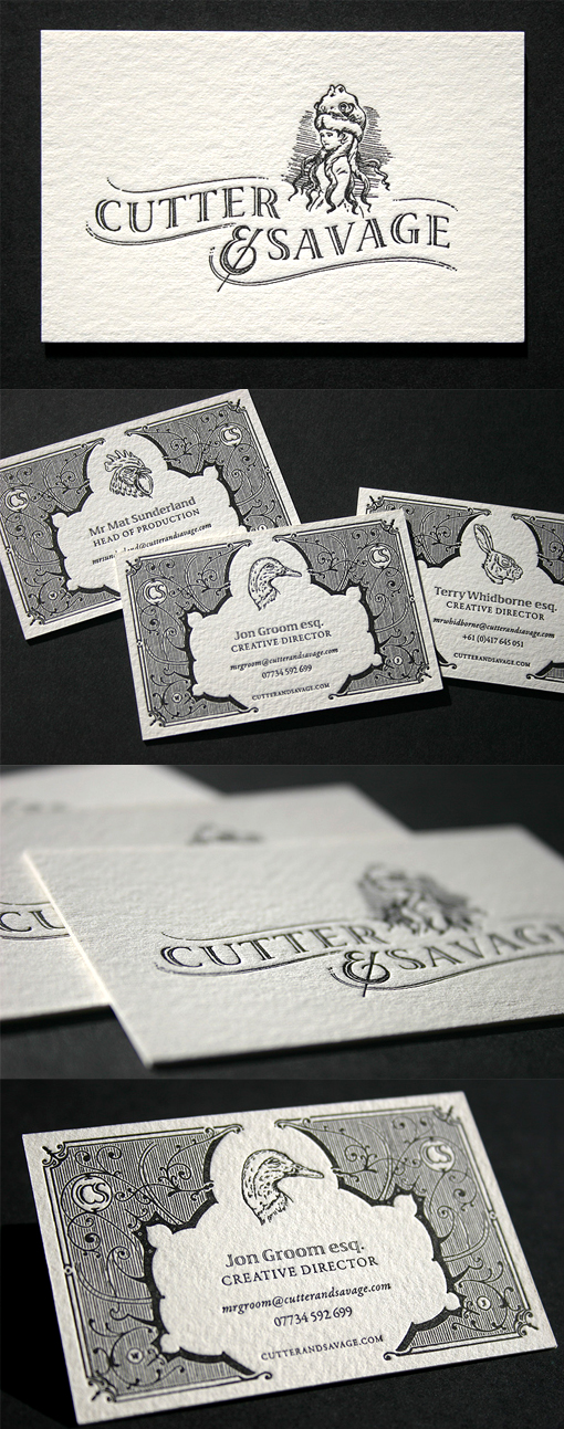 Beautiful Vintage Style Letterpress Black And White Business Card Design