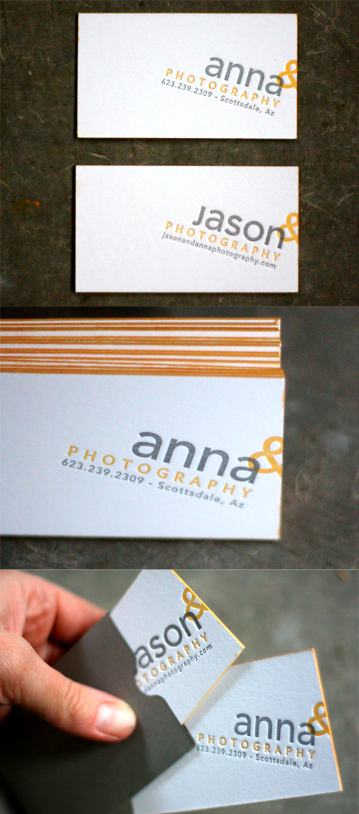 Letterpress Edge Painted Business Card Design For A Photographer