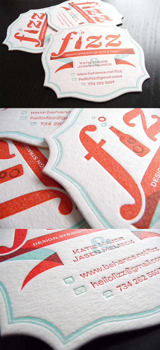 Retro Style Letterpress Die Cut Coaster Business Card