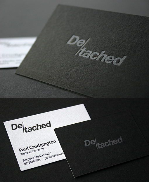 Slick Minimalist Black And White Letterpress Business Card Design