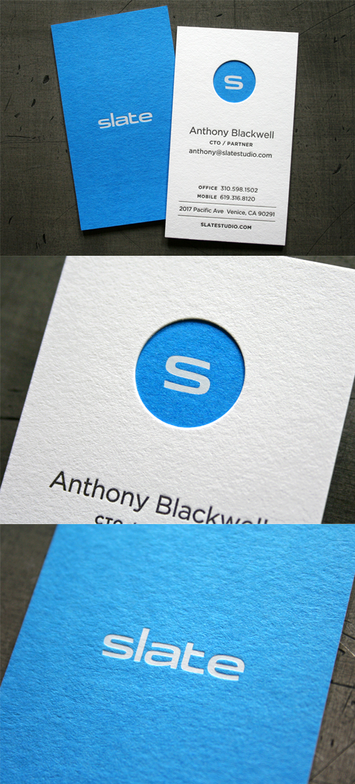 Striking Block Colour Letterpress And Die Cut Business Card Design