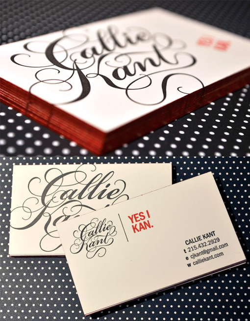 Beautiful Hand Drawn Typography On An Edge Painted Business Card