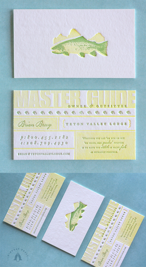 Beautiful Nature Themed Two Colour Letterpress Business Card