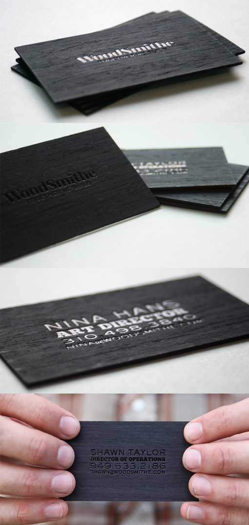 Beautifully Finished Ebony Wood Hot Foil Stamped Business Card