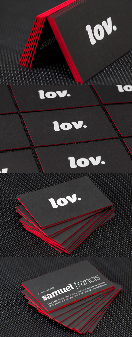 Bright Neon Red Edge Painted Business Card Design