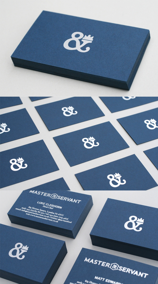 Classy Blue And Silver Minimalist Design Business Card For A Restaurant