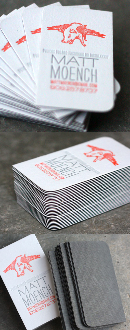 Creative Rounded Corner Letterpress Business Card