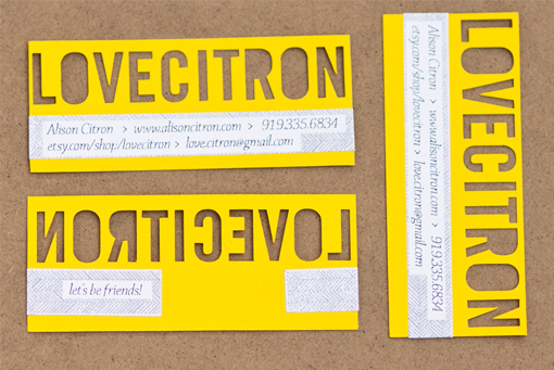 Die Cut And Hand Crafted Bright Yellow Business Card