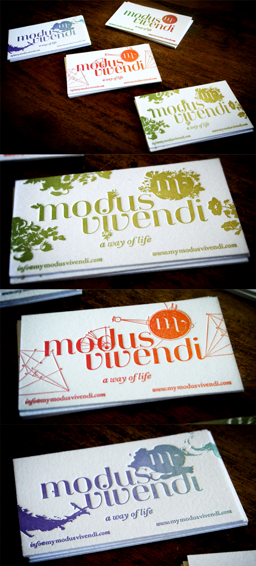 Exquisite Gradient Inked Letterpress Business Cards