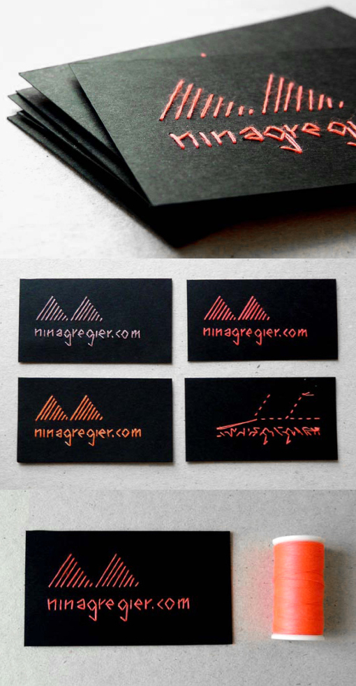 Handmade Embroidered Business Cards For A Typographer And Designer