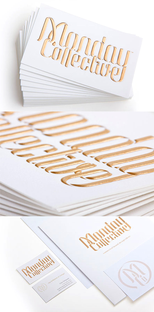 Luxurious Gold Embossed Hand Rendered Typography Business Card Design