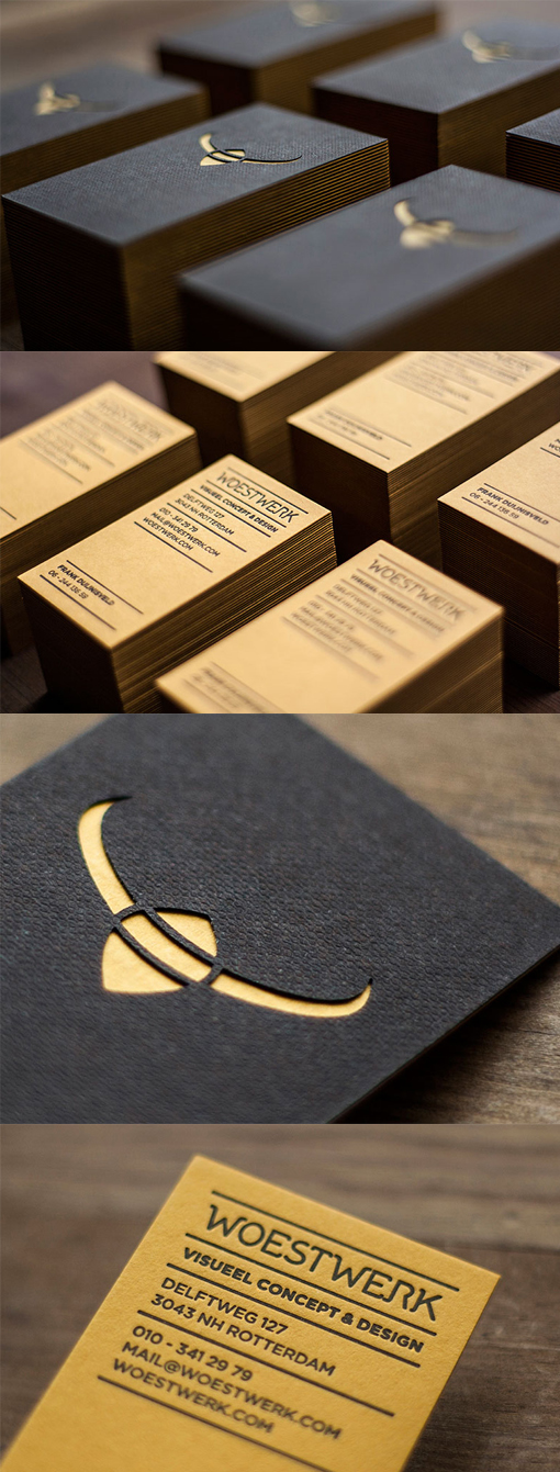 Multi Textured And Layered Die Cut Letterpress Business Card