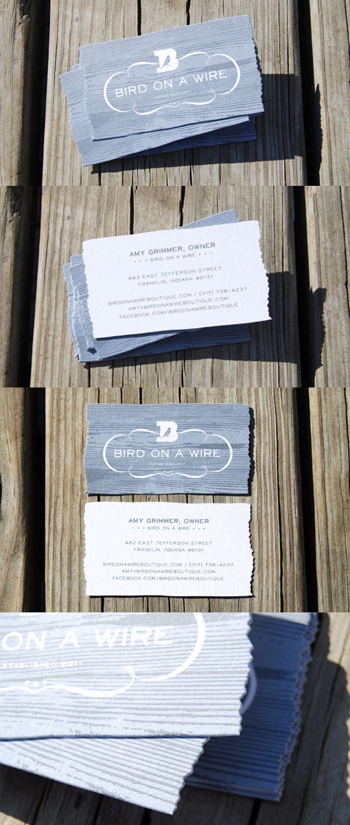 Beautiful Weathered Wood Die Cut Business Card Design