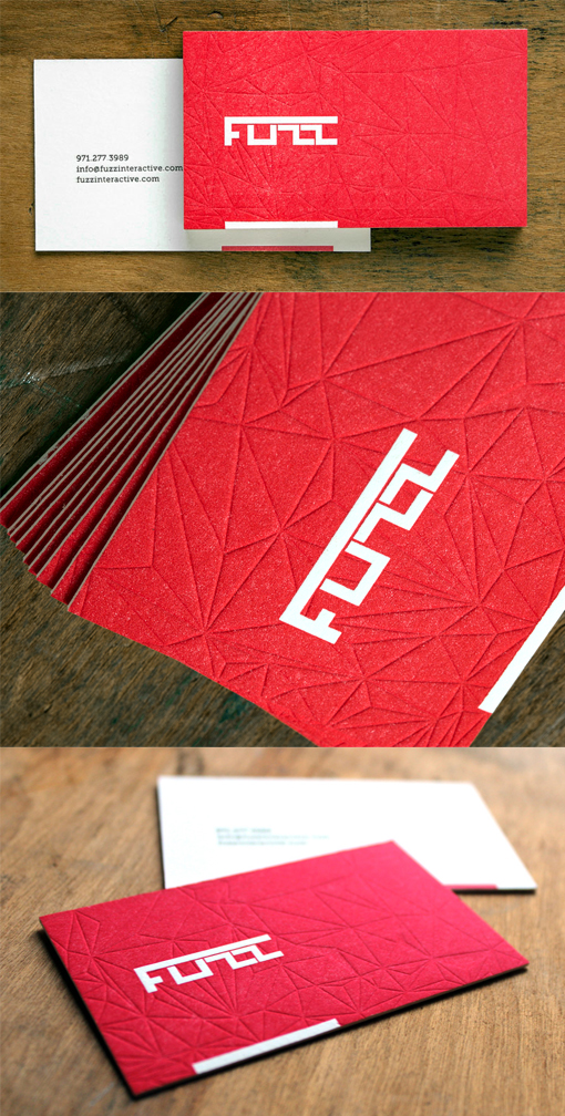 Boldly Coloured Bright Red Textured Letterpress Business Card Design