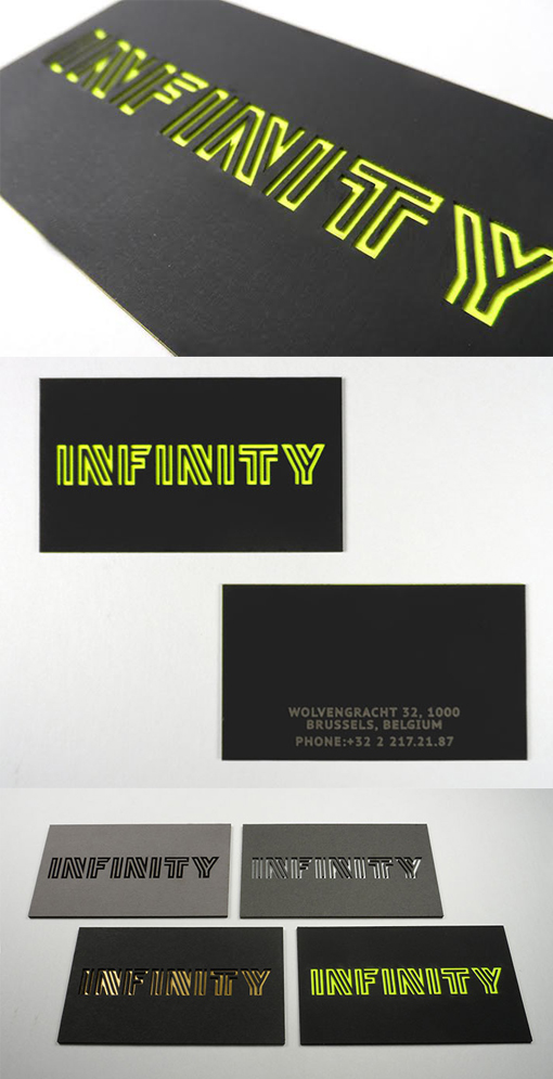 Clever Laser Cut And Duplexed Black And Neon Business Card Design