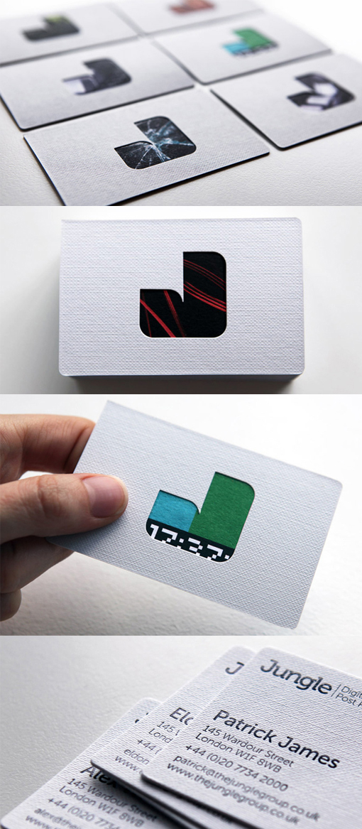 Clever Three Layered Die Cut And Textured Business Card Design