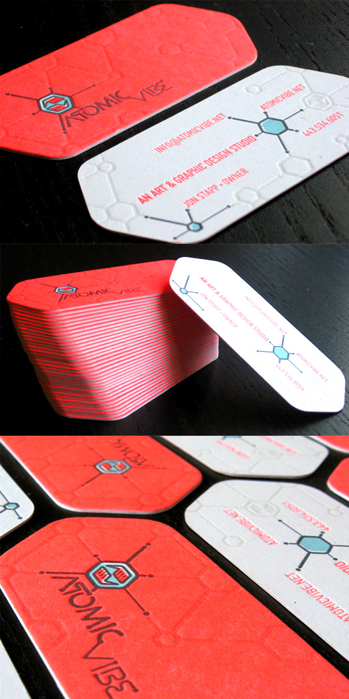 Retro Styled Die Cut and Letterpress Business Card Design