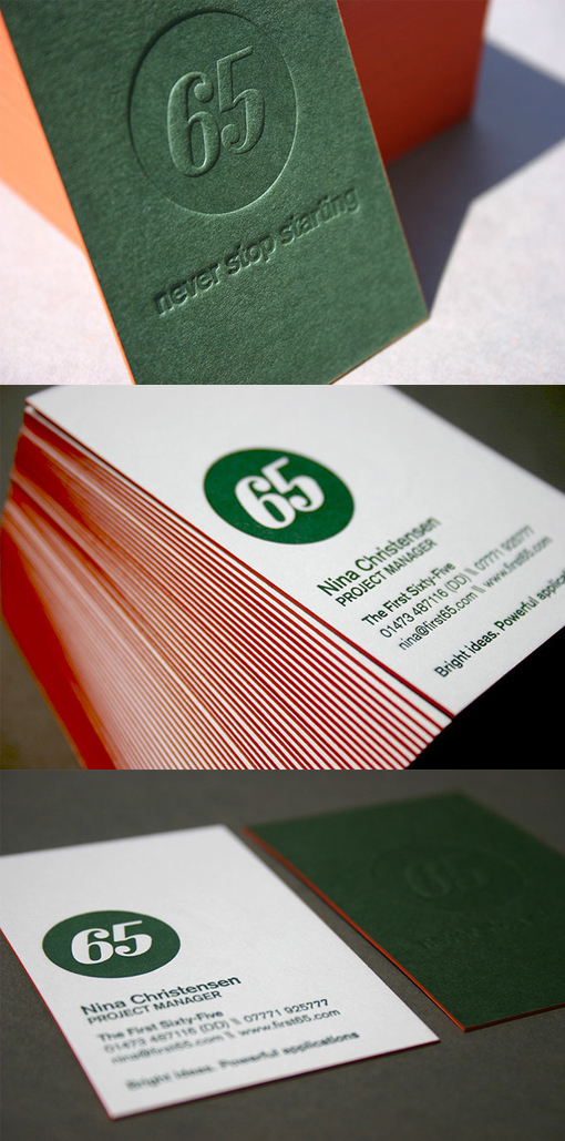 Striking Textured Letterpress And Edge Painted Business Card