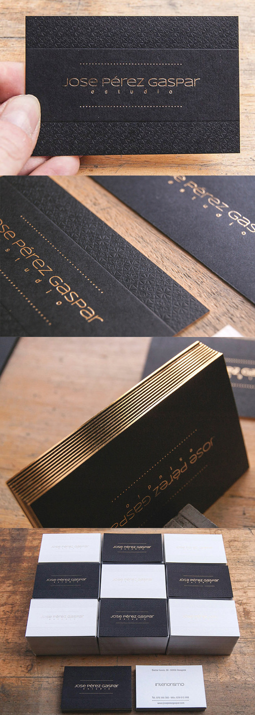 Textured Letterpress Gold Foil Edge Painted Business Card